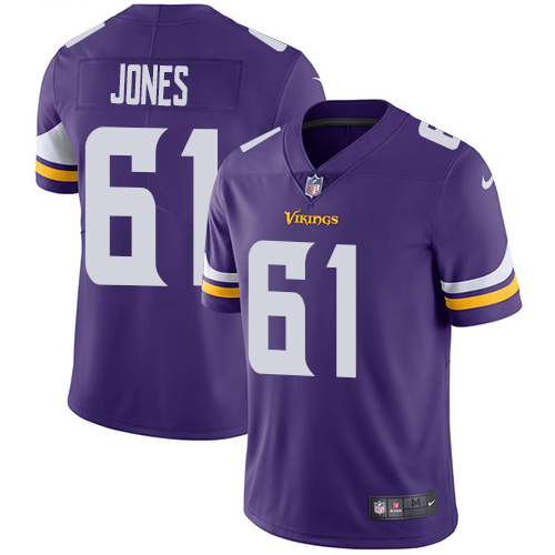 Minnesota Vikings #61 Limited Brett Jones Purple Nike NFL Home Men Jersey Vapor Untouchable
